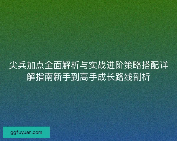 尖兵加点全面解析与实战进阶策略搭配详解指南新手到高手成长路线剖析 尖兵加点全面解析与实战进阶策略搭配详解指南新手到高手成长路线剖析